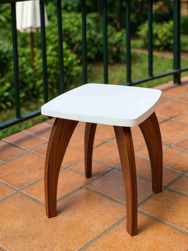 RayTrees White  four leg square Table /Stool