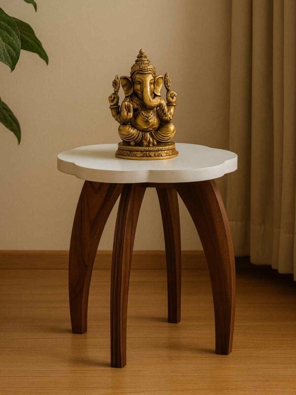 RayTrees White four leg wave Table /Stool